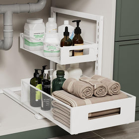 Petiza under-sink organizer 2-tier pull-out with smooth sliding for easy access