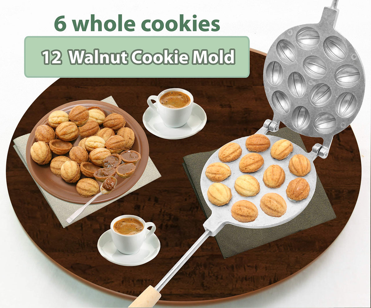PetriStor walnut cookie mold twelve cavities for batch baking.