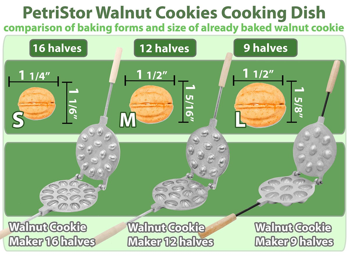 PetriStor walnut cookie mold halves perfection demonstrates consistent sizes.