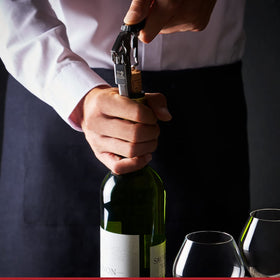 Peugeot Clavelin Sommelier’s Corkscrew close-up showing the foil cutter and bottle opener.