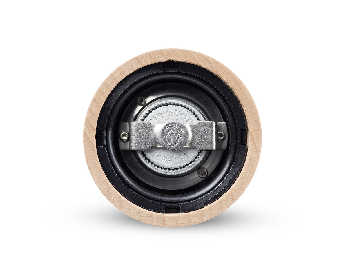 Peugeot Paris u-select pepper mill timeless natural wood finish on display.