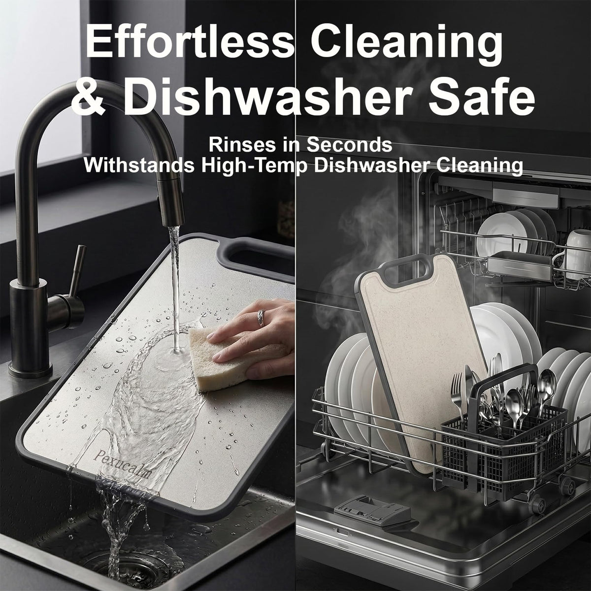 Pexucalm dishwasher-safe design saves time after meal prep.