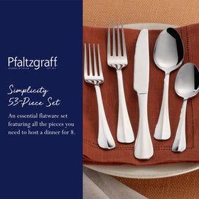 Pfaltzgraff 18/0 stainless steel construction shown for everyday reliability.
