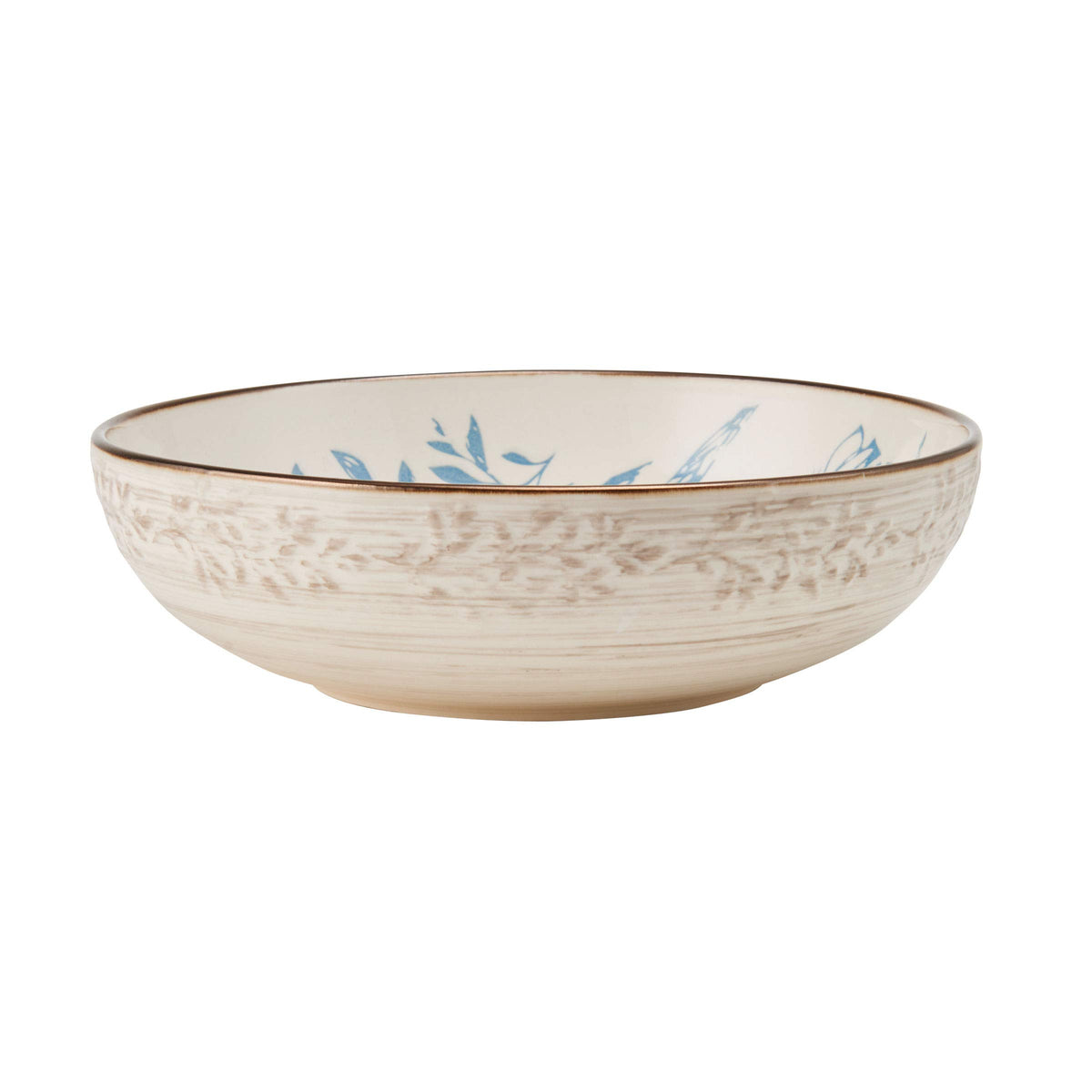 Pfaltzgraff Bella gray antiqued stoneware emphasizes durability for daily meals.