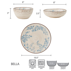 Pfaltzgraff Bella pasta bowls offer generous 32 oz capacity for hearty servings.