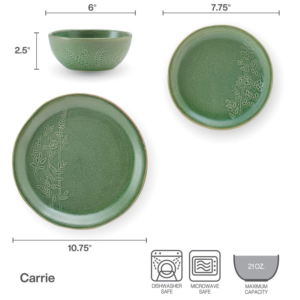 Pfaltzgraff Carrie green salad plate featuring pressed wildflowers in a coupe shape.