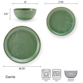 Pfaltzgraff Carrie green salad plate featuring pressed wildflowers in a coupe shape.