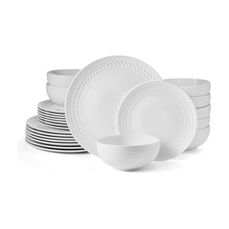 Pfaltzgraff Josephine dinner plate with basket weave texture for refined weeknight meals