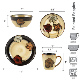 Pfaltzgraff Painted Poppies salad plate showcasing colorful blossoms for casual meals
