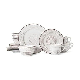 Pfaltzgraff Trellis White dinner plate with distressed finish for everyday elegance.