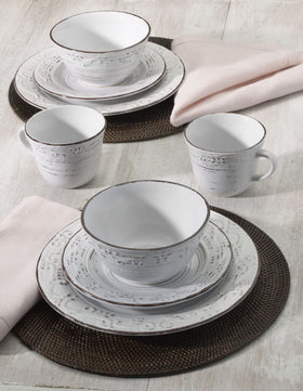 Pfaltzgraff Trellis White rustic edge adds character to seasonal entertaining.