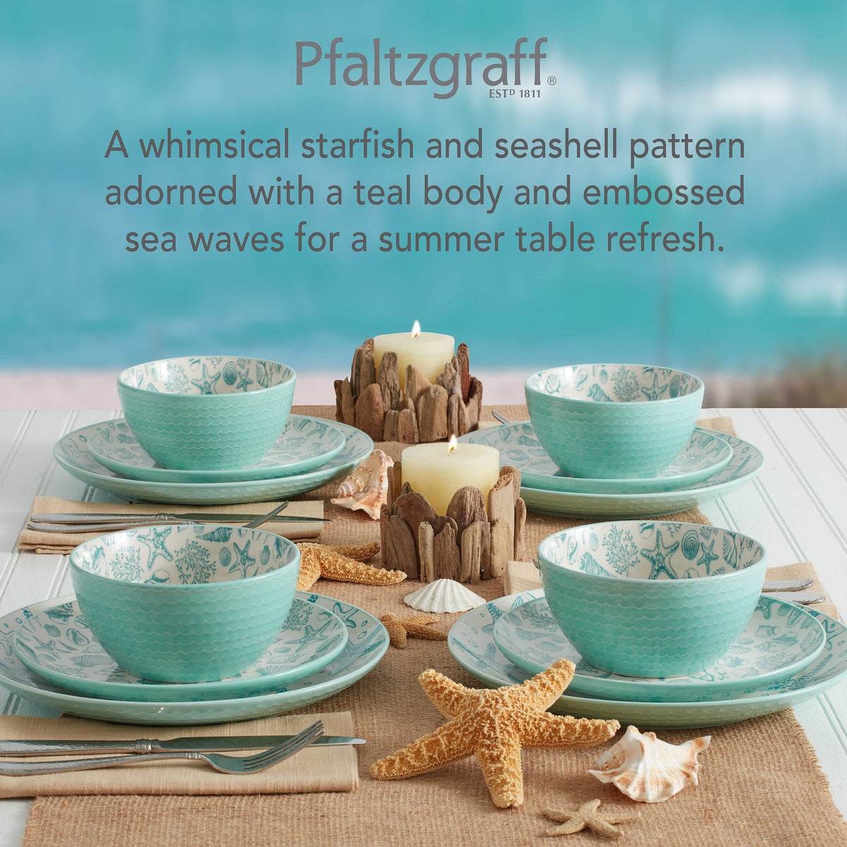 Pfaltzgraff Venice soup bowl in teal glaze for daily soups and stews.
