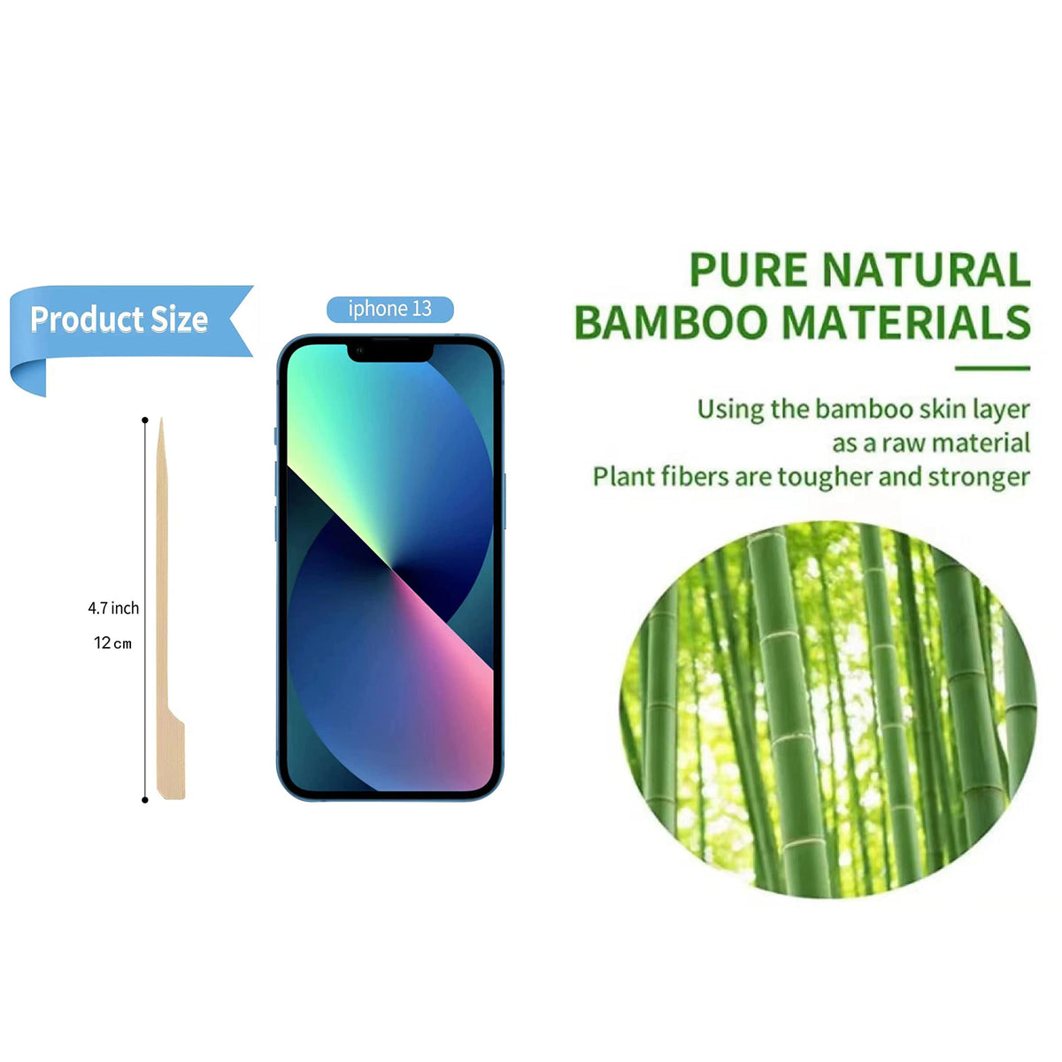 PFIEIFPO bamboo paddle wood picks with flat handles for stability