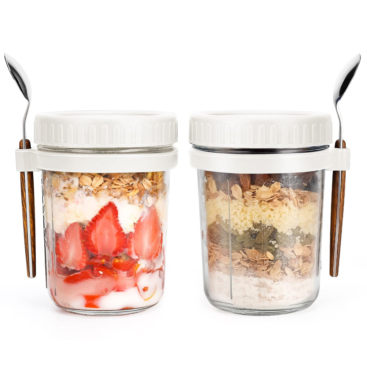 PFUM overnight oats jars 2-pack shown for convenient meal prep on the go.