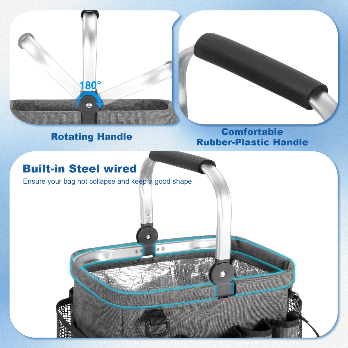 PGmoon Cleaning Caddy front pockets for bottle separation and quick access