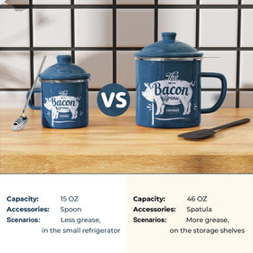 PGYARD bacon fat storage keeper blue fits countertop and quick drainage after cooking.