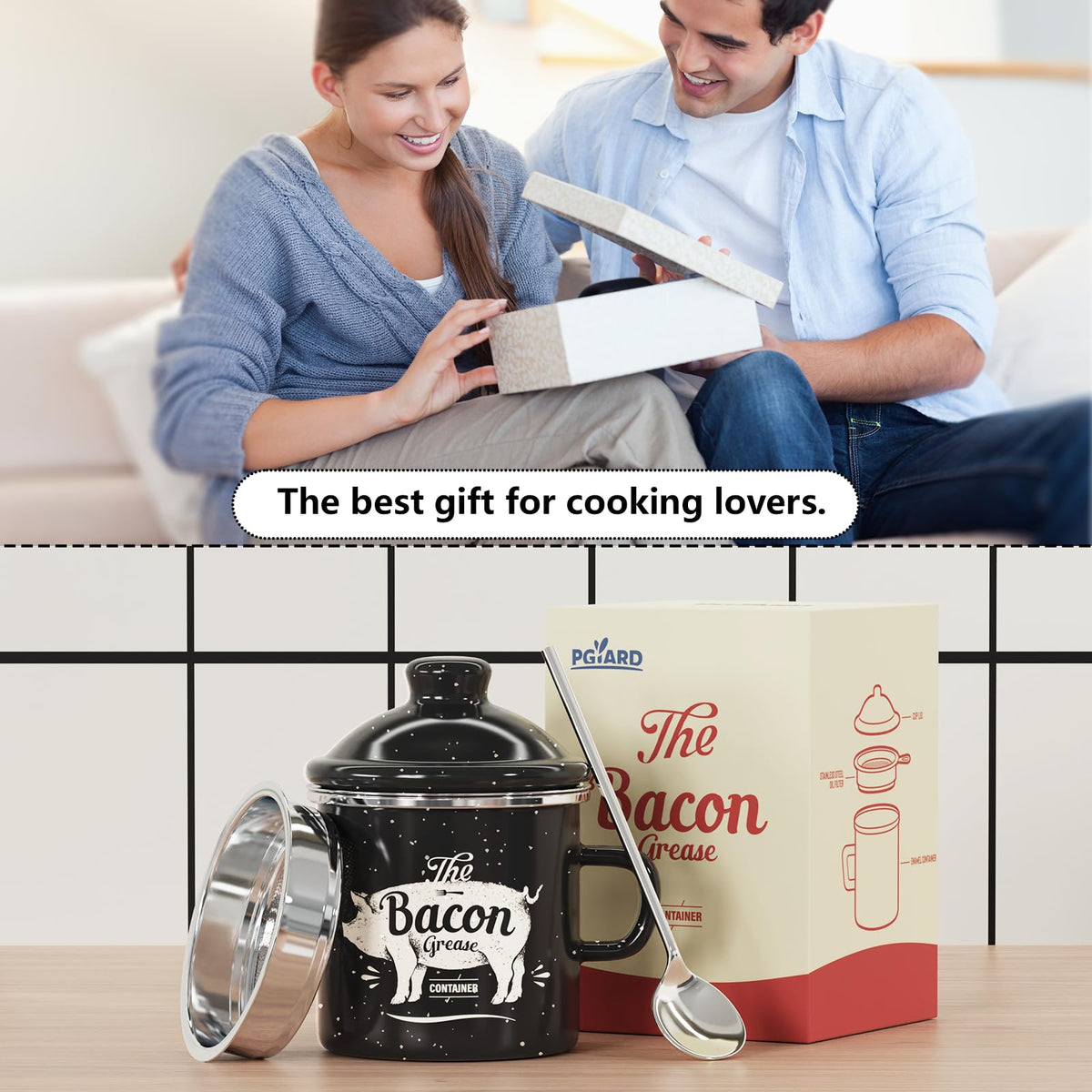 PGYARD grease container is dishwasher safe for quick, effortless cleaning.