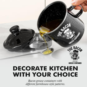 PGYARD bacon grease keeper for kitchen fat storage with spill-free pour.
