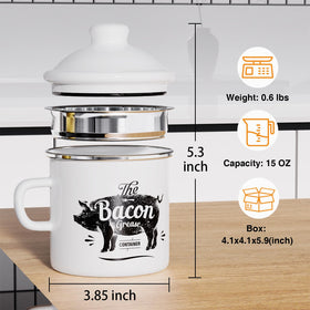 PGYARD grease keeper with removable stainless steel strainer for solids separation