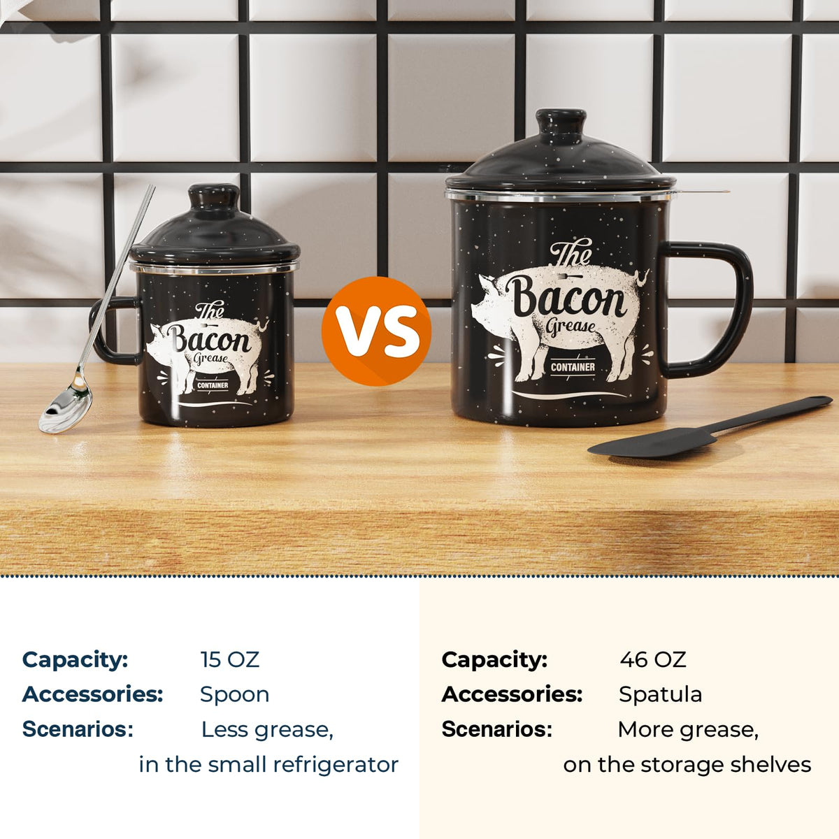 PGYARD container with removable stainless steel strainer filters fats for cleaner grease.