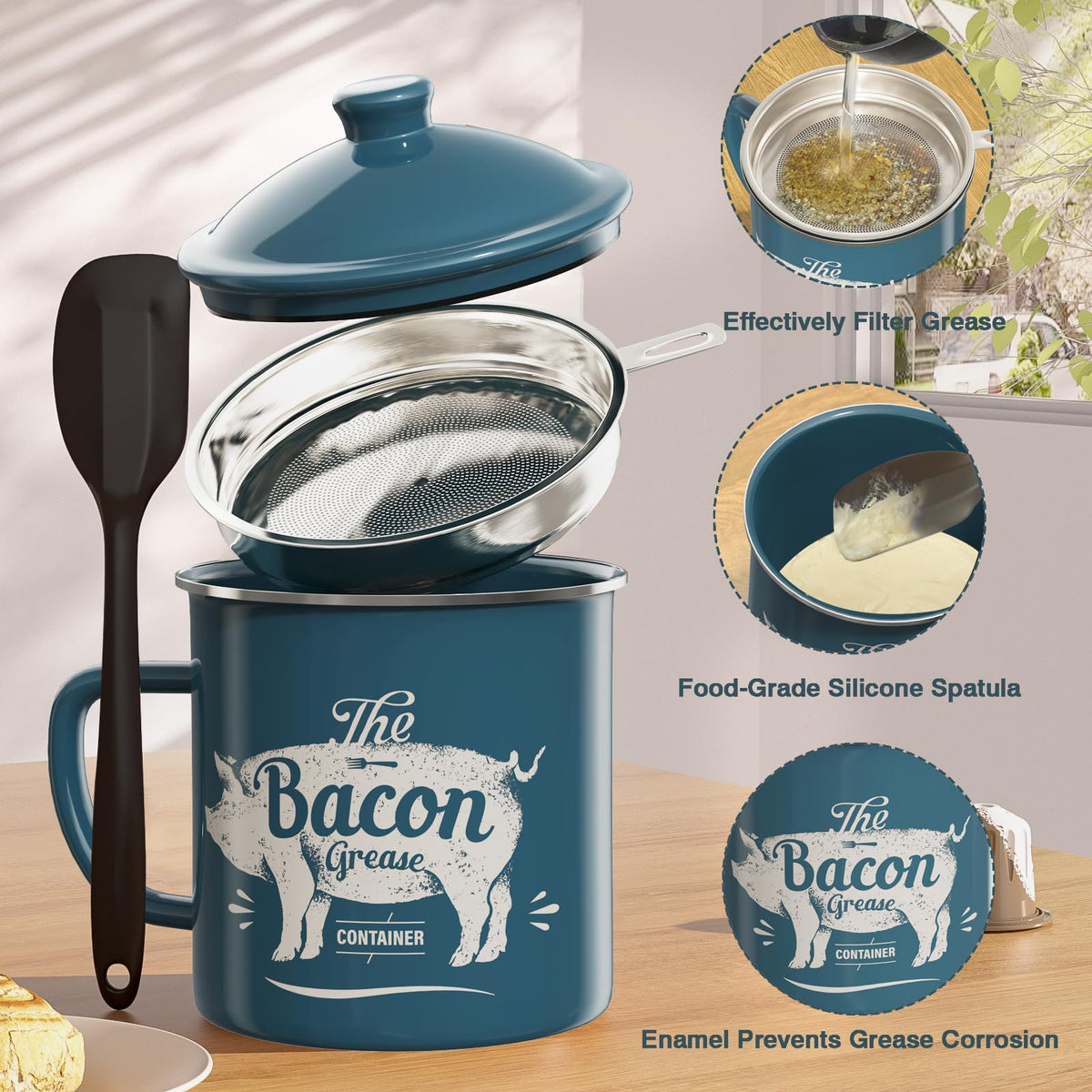 PGYARD dishwasher-safe grease container for effortless cleaning.