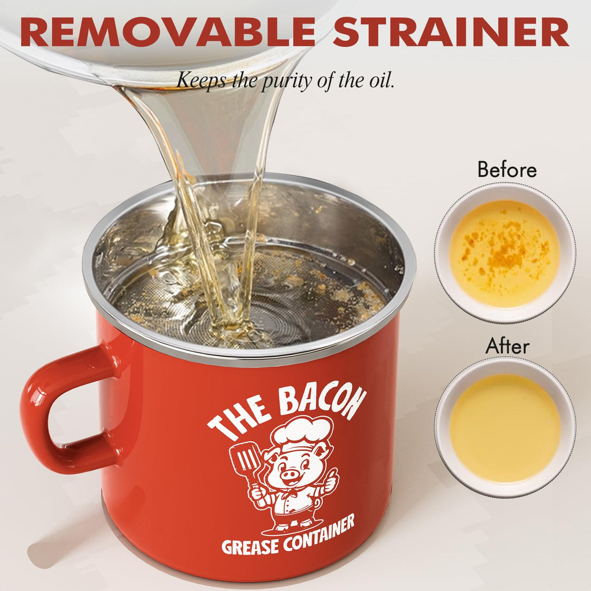 PGYARD enamel container cools grease quickly after frying