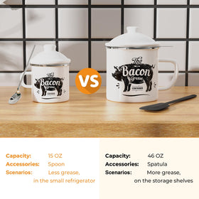 PGYARD enamel grease container with snug lid to reduce odors