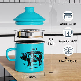 PGYARD enamel grease saver 15oz with lid to minimize odors.