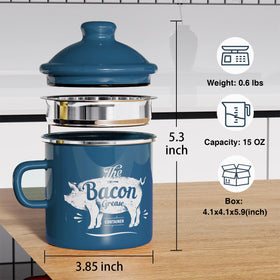 PGYARD enamel grease saver blue lid demonstrates durable heat-resistant storage for frying fat.