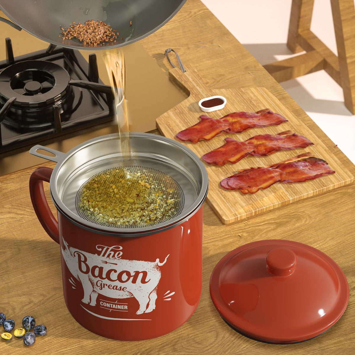 PGYARD large-capacity grease storage ideal for daily frying.