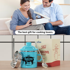 PGYARD light blue enamel finish enhances kitchen decor and grease storage.