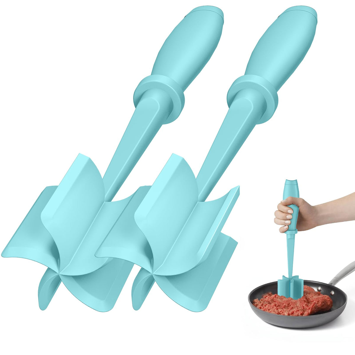 PGYARD meat chopper with five-blade assembly for quick, even chopping.