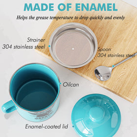 PGYARD Mini Bacon Grease Container enamel finish adds farmhouse charm