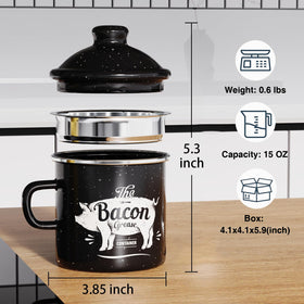 PGYARD enamel finish bacon grease keeper adds retro style while preserving oil quality.