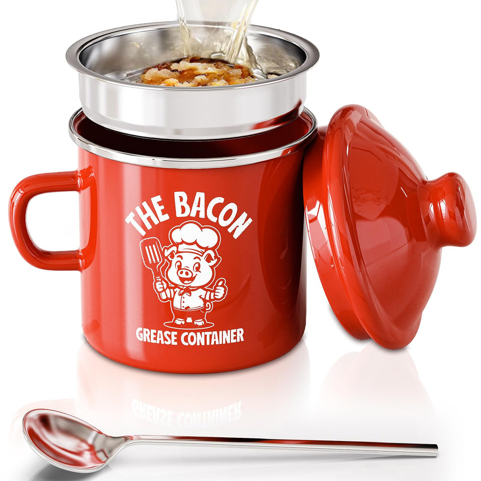 PGYARD mini bacon grease saver with strainer for easy oil reuse