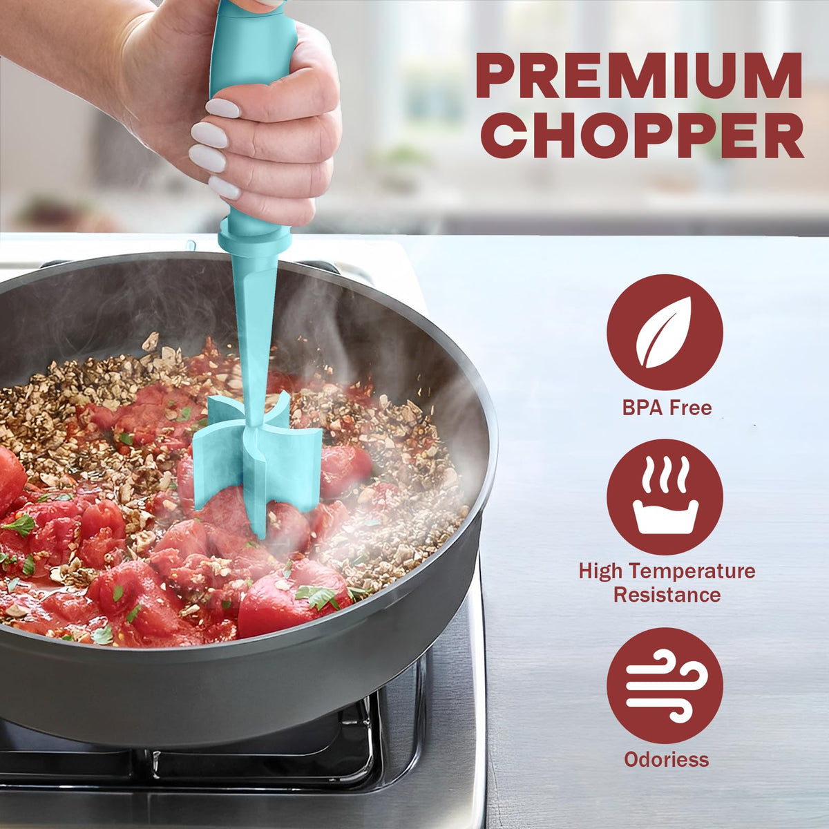 PGYARD nylon masher heat resistant up to 447°F in high-heat cooking.