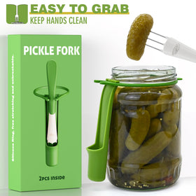 PGYARD pickle fork with silicone ring adapts to different jar sizes for a snug grip.