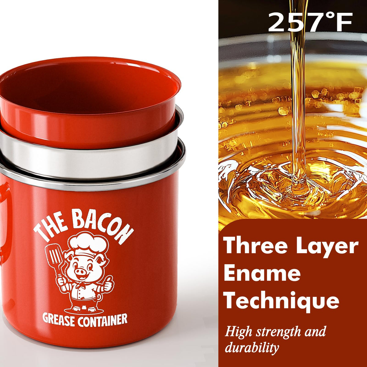 PGYARD red farmhouse grease keeper enhances retro kitchen style