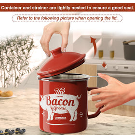 PGYARD removable mesh strainer filters fat from bacon grease.