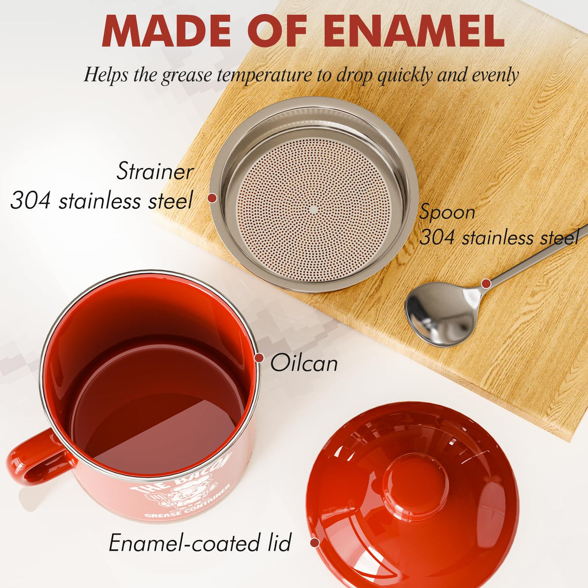 PGYARD removable stainless-steel strainer for clean fat separation