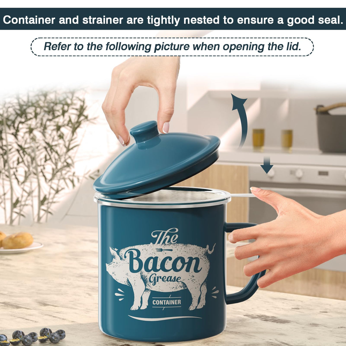 PGYARD removable stainless-steel strainer for precise grease separation.