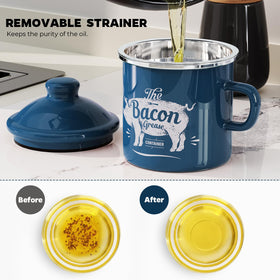 PGYARD removable strainer blue container filters solids for cleaner grease reuse.