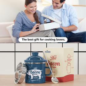 PGYARD retro farmhouse blue grease keeper adds practical style to kitchen.