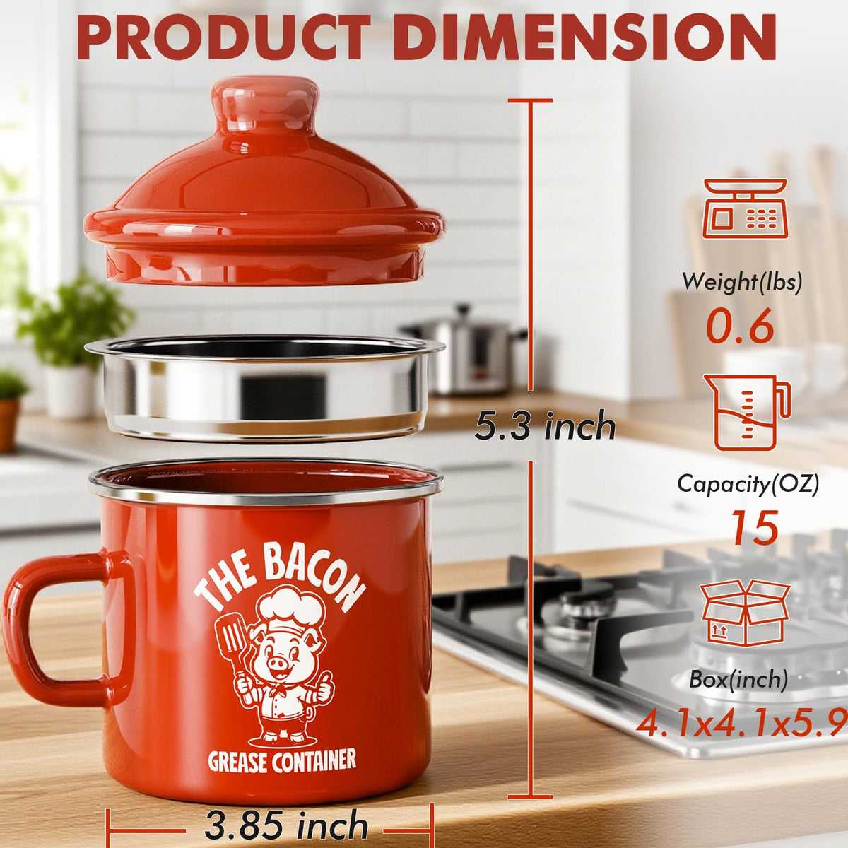 PGYARD airtight lid keeps grease fresh and odors out