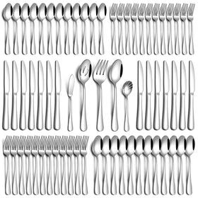 PHILIPALA 65-piece silverware set for 12, ideal for family dinners and entertaining.
