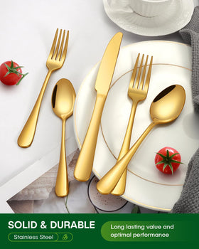 PHILIPALA gold silverware in dishwasher-safe setting for easy cleanup
