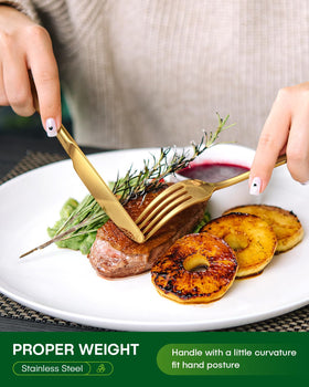 PHILIPALA 40-piece gold flatware set dinner spoons for comfortable grip and generous portions.