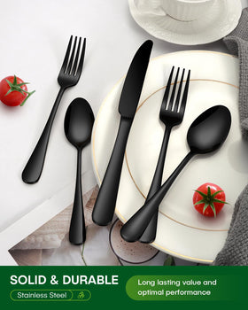 PHILIPALA mirror-polished black silverware highlights timeless kitchen style.