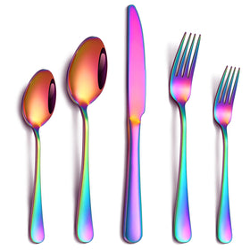 PHILIPALA rainbow silverware dinner knives with ergonomic grip for everyday use.
