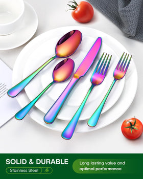 PHILIPALA rainbow silverware dishwasher-safe stainless steel for easy cleaning.